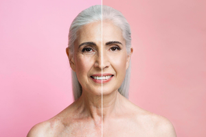 Transformation from an older woman to a younger woman